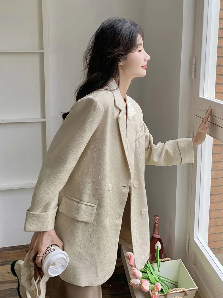 เสื้อสูทลำลองสไตล์จีนแบบใหม่ ไซส์ใหญ่พิเศษ 300 ปอนด์ ติดกระดุม แขนยาว ทรงหลวม สไตล์ตะวันตก เหมาะสำหรับฤดูใบไม้ร่วง  ใส่ได้หลากหลายโอกาส