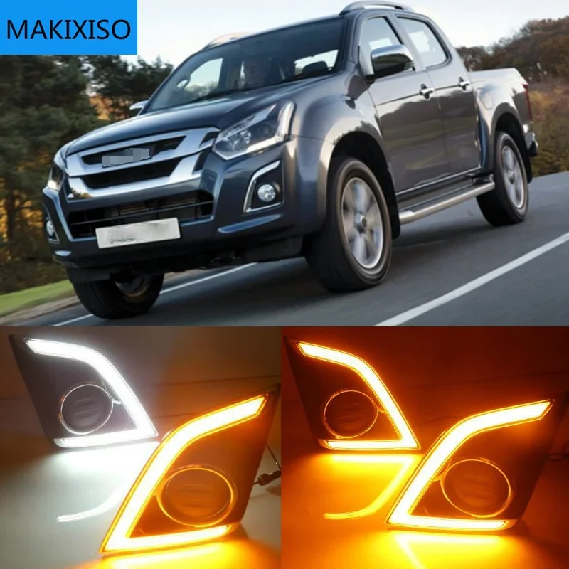 

1Pair DRL For Isuzu D-max Dmax 2016 2017 LED Daytime Running Lights LED Front Bumper Fog Lamp Case Driving light