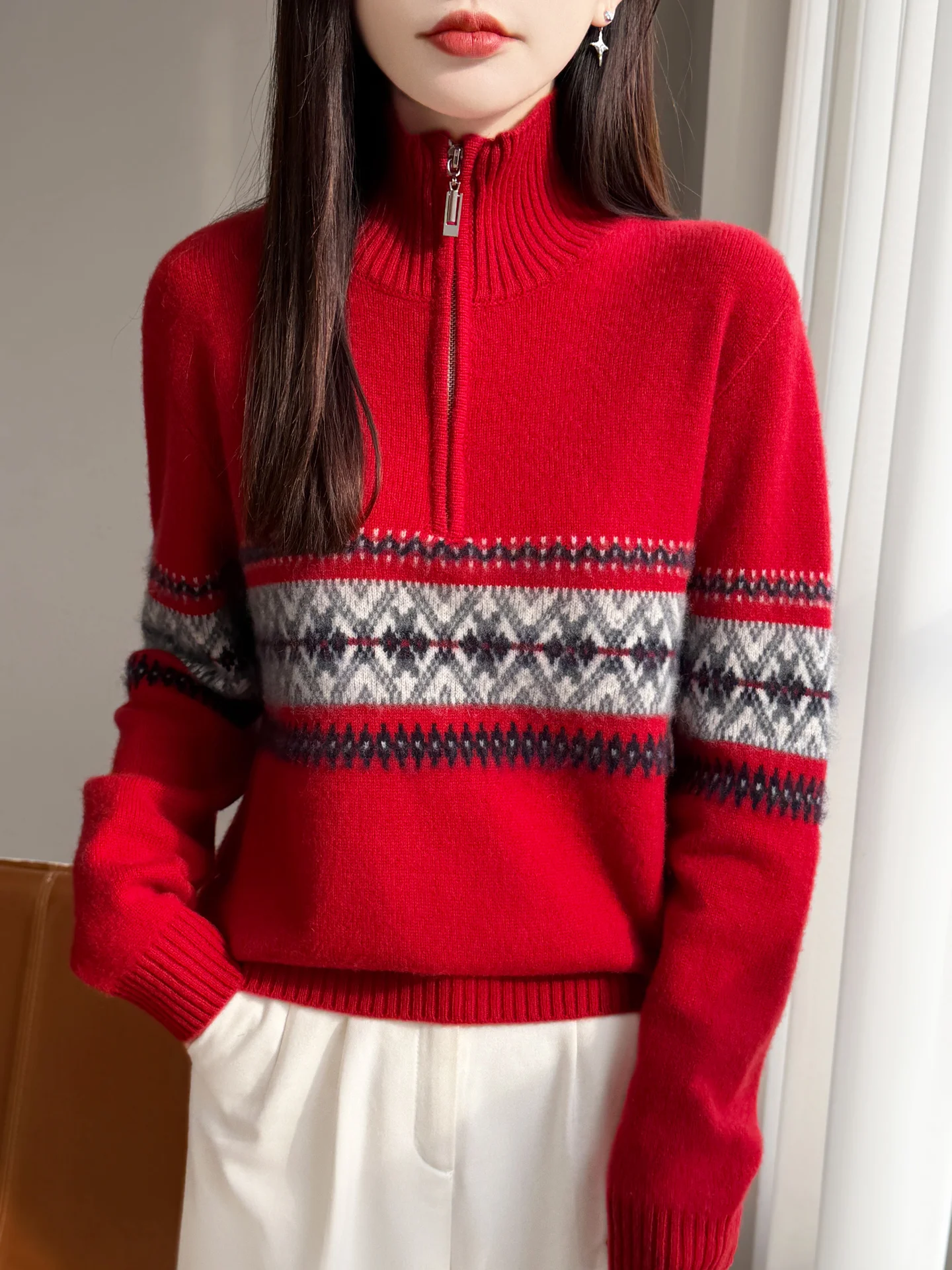 

New Fashion Autumn Winter Women's Sweater Thick 100% Wool Knitwear Turtleneck Pullover Long Sleeve Clothing Tops Cashmere Blouse