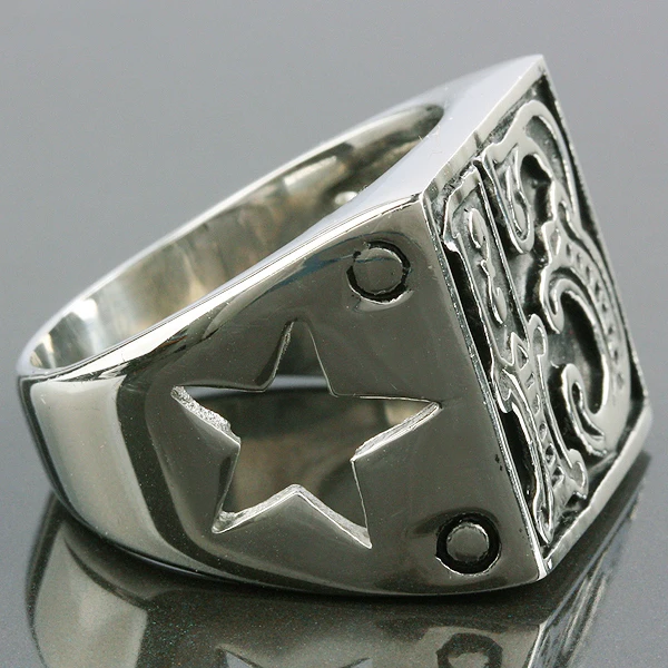 Lucky Number 13 Stainless Steel Ring Hollow Star Punk Hip Hop Rings For Men Women Jewelry