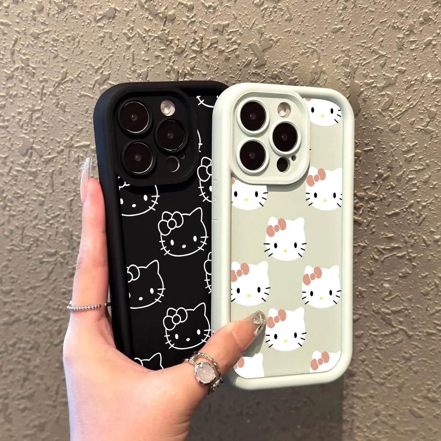 Full Screen White Hello Kitty Phone Case for Huawei P20 P30 P40 P50 Mate 20 30 40 Pro Nova 7 9 10 SE Soft TPU Back Cover