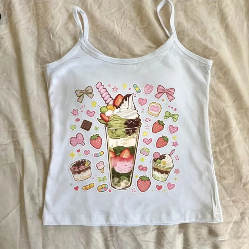 Crop Tops Y2k Vintage Top Grunge Clothes Y2k Aesthetic Clothing Aesthetic Women's Blouses Harajuku Tanks & Camis Summer Cuteore