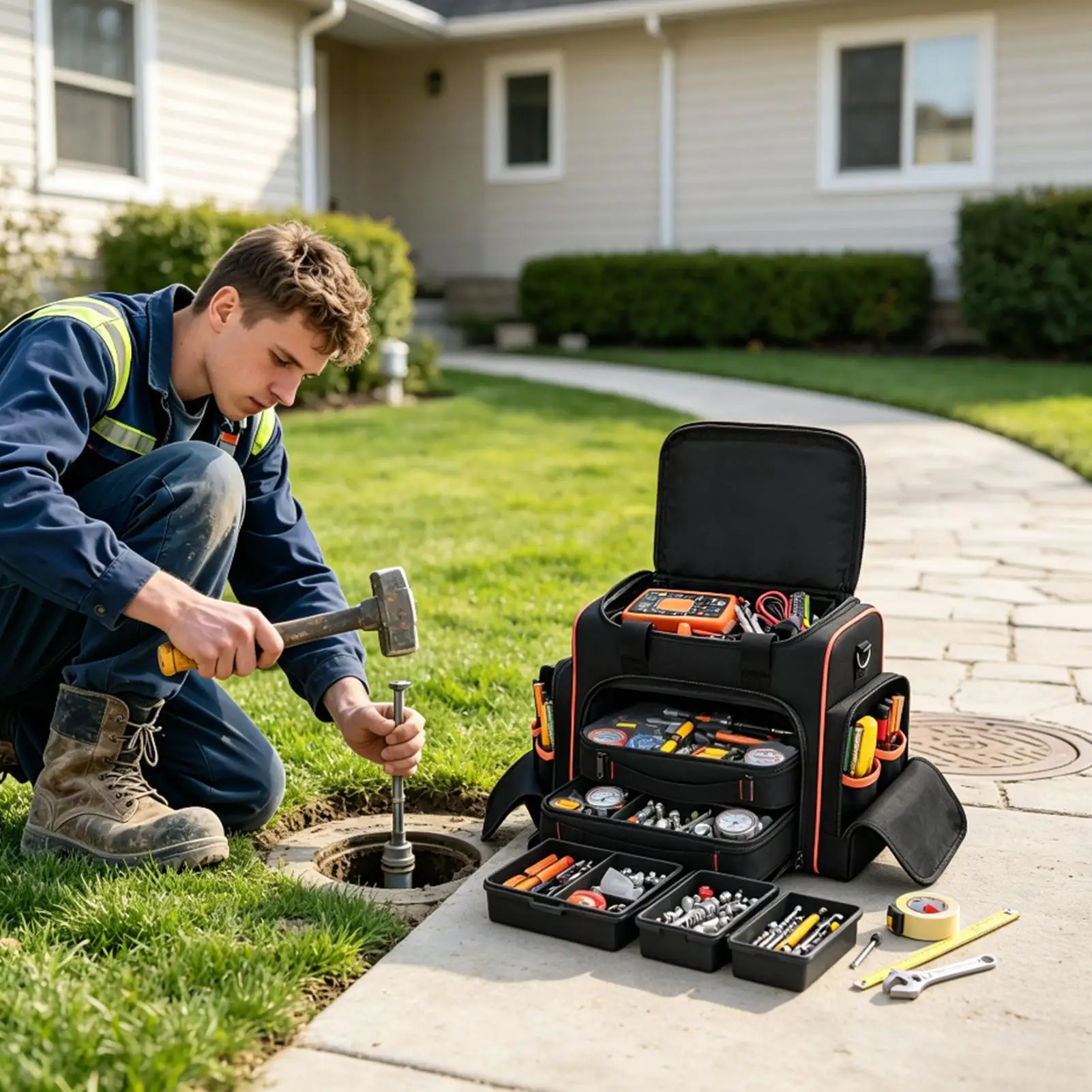 Tool Bags For Men Multi-Pocket Carrier With Detachable Shoulder Strap Tool Storage Bag For Repair Shops Construction House