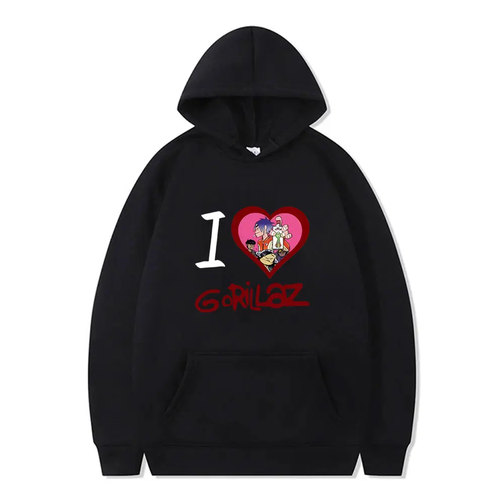 

I Love Gorillaz Graphic Hoodie Men Women Rock Punk Oversized Streetwear Man Harajuku Retro Gothic Hoodies Male Vintage Pullover