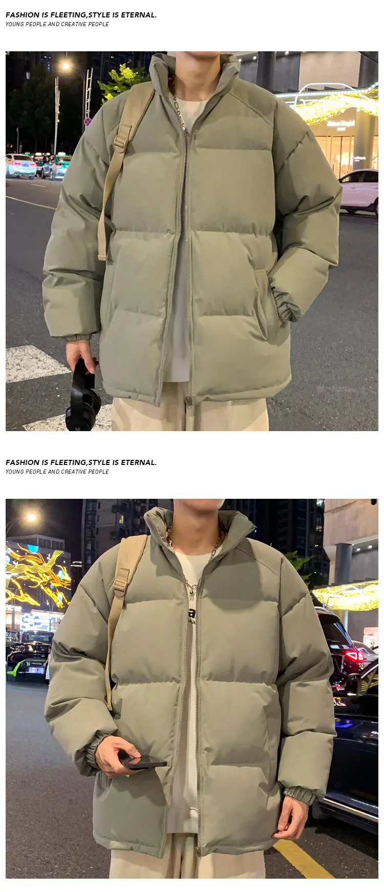 Men's Parkas Warm Basic Style Casual Jackets Thicken Winter Coat Puffer Jacket Solid Color Outwear Men's Clothing