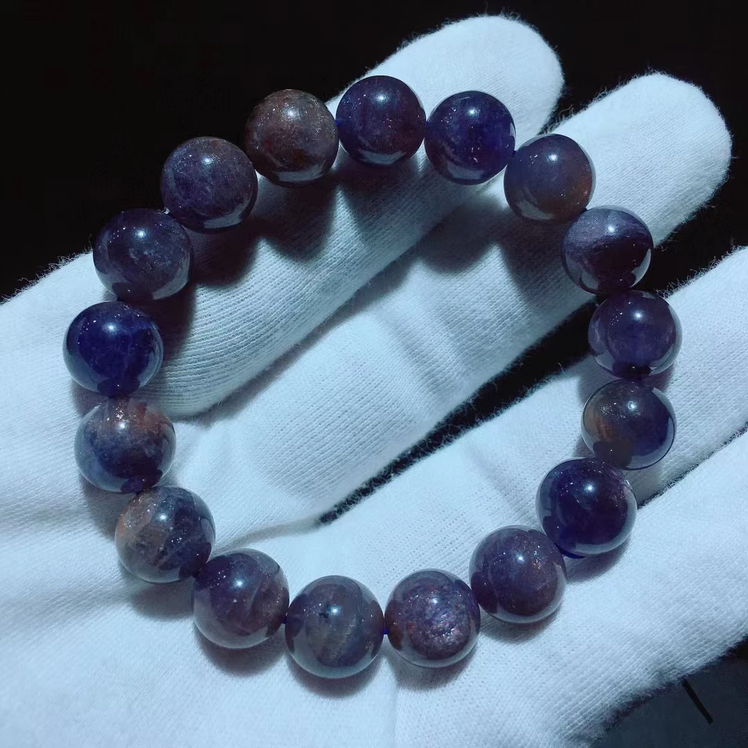 

11.5mm Natural Red Iolite Quartz Clear Round Beads Bracelet Red Iolite Star Light Cat Eye Women Men Rare AAAAAA