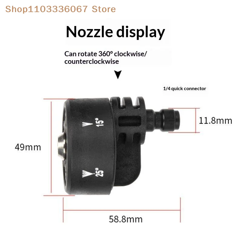 【HLS】6-in-1 High Pressure Washer Nozzle Multifunctional Change-Over 1/4 Inch Tip for Window Glass Outdoor Furniture Cleaning