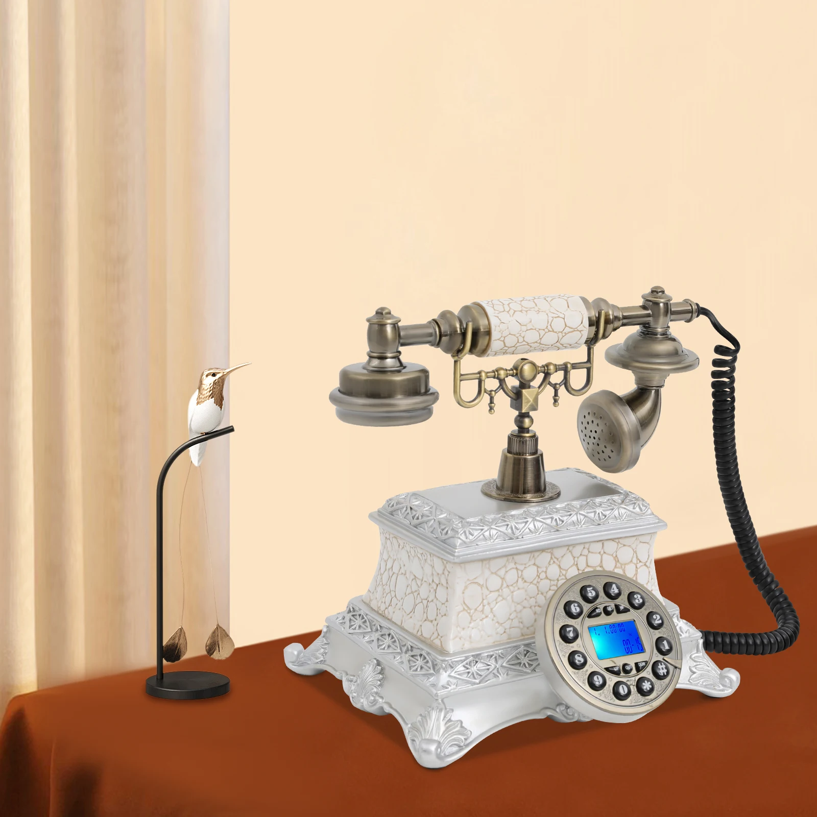 Vintage-Telefon, altmodische Telefone mit Druckknopf-Zifferblatt, Retro-Telefon für die Dekoration im Home-Office