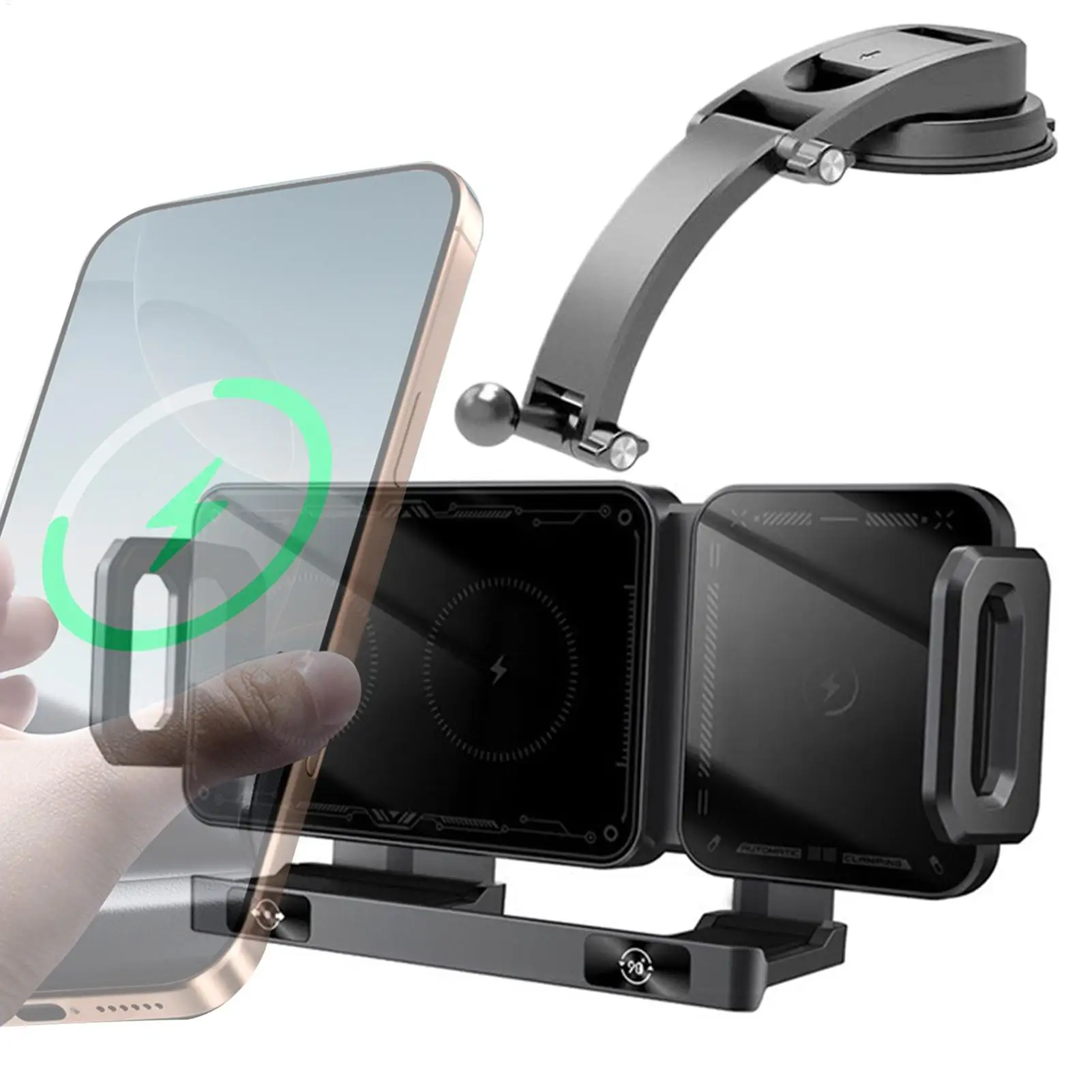 

Беспроводное зарядное устройство для телефона для автомобиля, 15 Вт, быстрая зарядка, вентиляционные подставки, автоматический зажим, автомобильный держатель для телефона для управления музыкой, видео