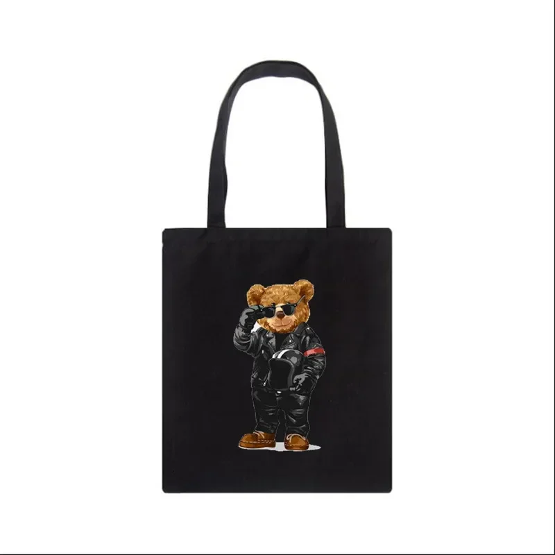 Fashion Bear Print Eco Women Shoulder Bags Female Handbag Canvas Shopping Bag Casual Large Ladies Travel Totes Bags