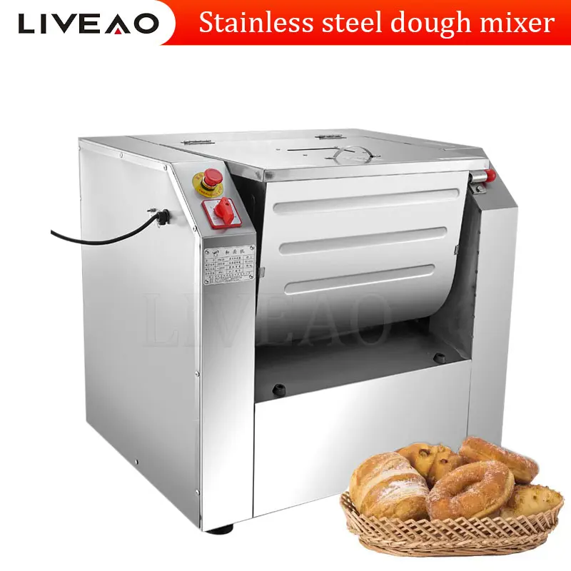 Commercial Horizontal Wheat Dough Kneading Machine Industrial Bakery Spiral Dough Mixer