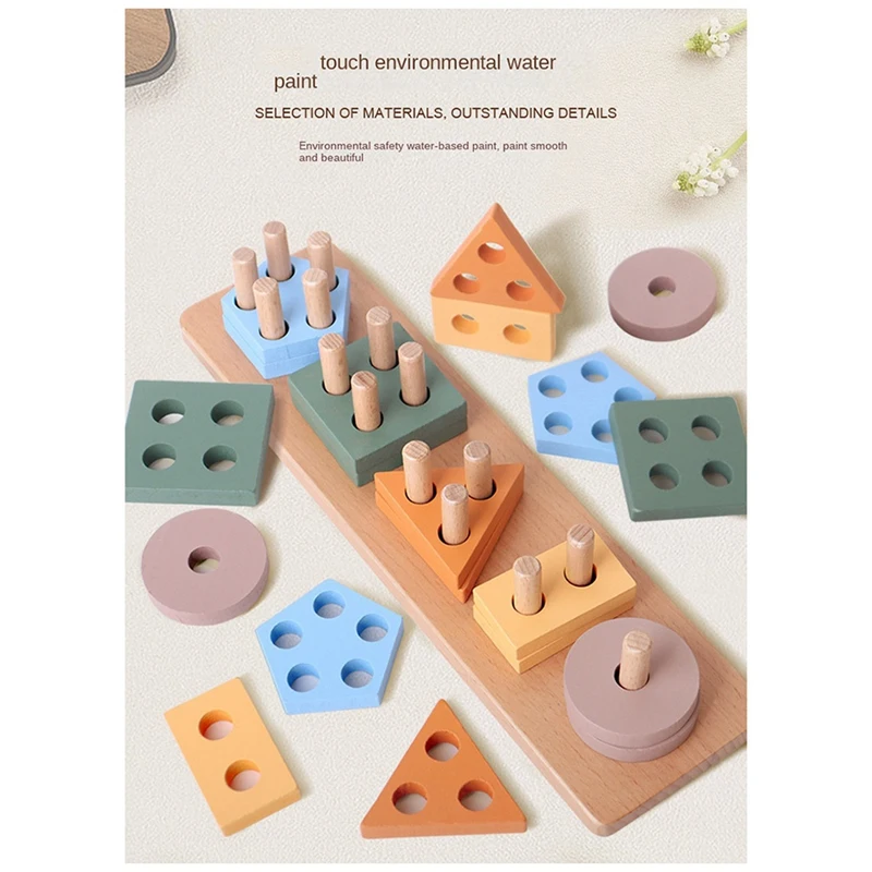 Wooden Sorting & Stacking Puzzle For Toddlers & Preschoolers, Develops Fine Motor Skills For 1 Year Olds