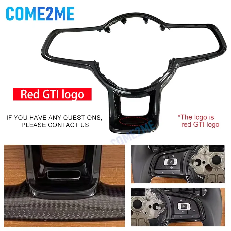 Steering wheel frame, Red GTI logo steering wheel accessories, and car accessories for Volkswagen Golf 7 MK7 GTI