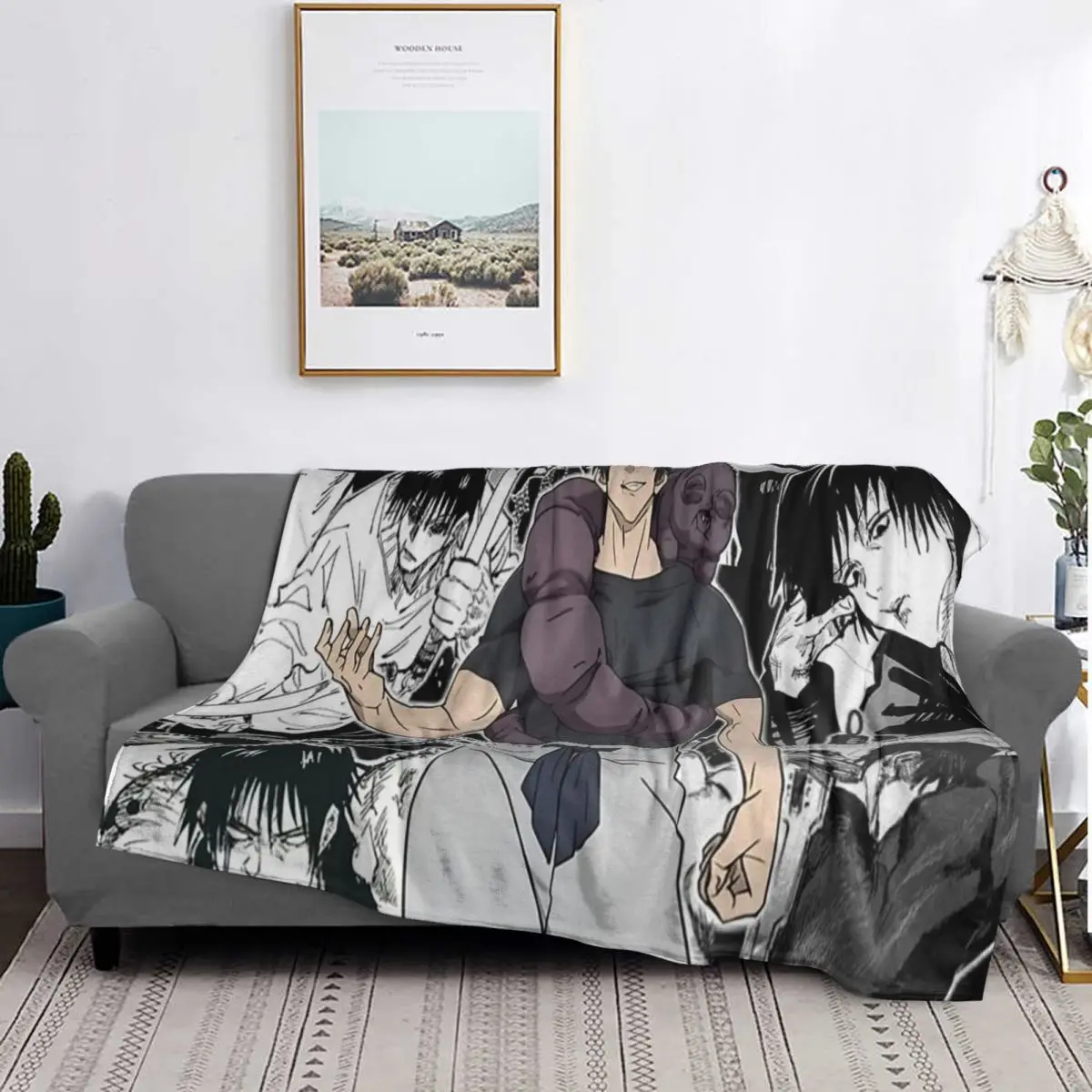 T-Toji Fushiguros Manga Knife Blanket Soft Warm Flannel Throw Blanket Plush for Bed Living room Picnic Travel Home Sofa