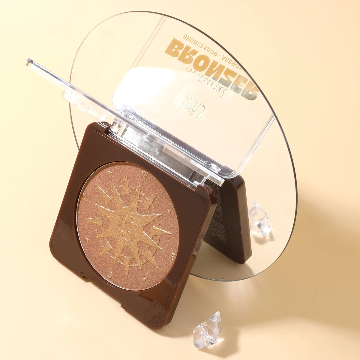 USHAS 하이라이터 파우더, 두 가지 색상, 자연스러운 광채, 고발색 및 지속력, 크림 포뮬러, 필수 아이템