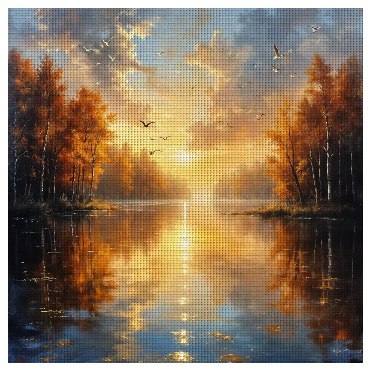 1 Stück 50X50CM/19,7 Zoll Das Wunderschöne Sonnenuntergang-Stickbild Kreuzstich-Set DIY-Kit 11CT/14CT DIY-Stickset Kreuzstich-Set – Detail 1