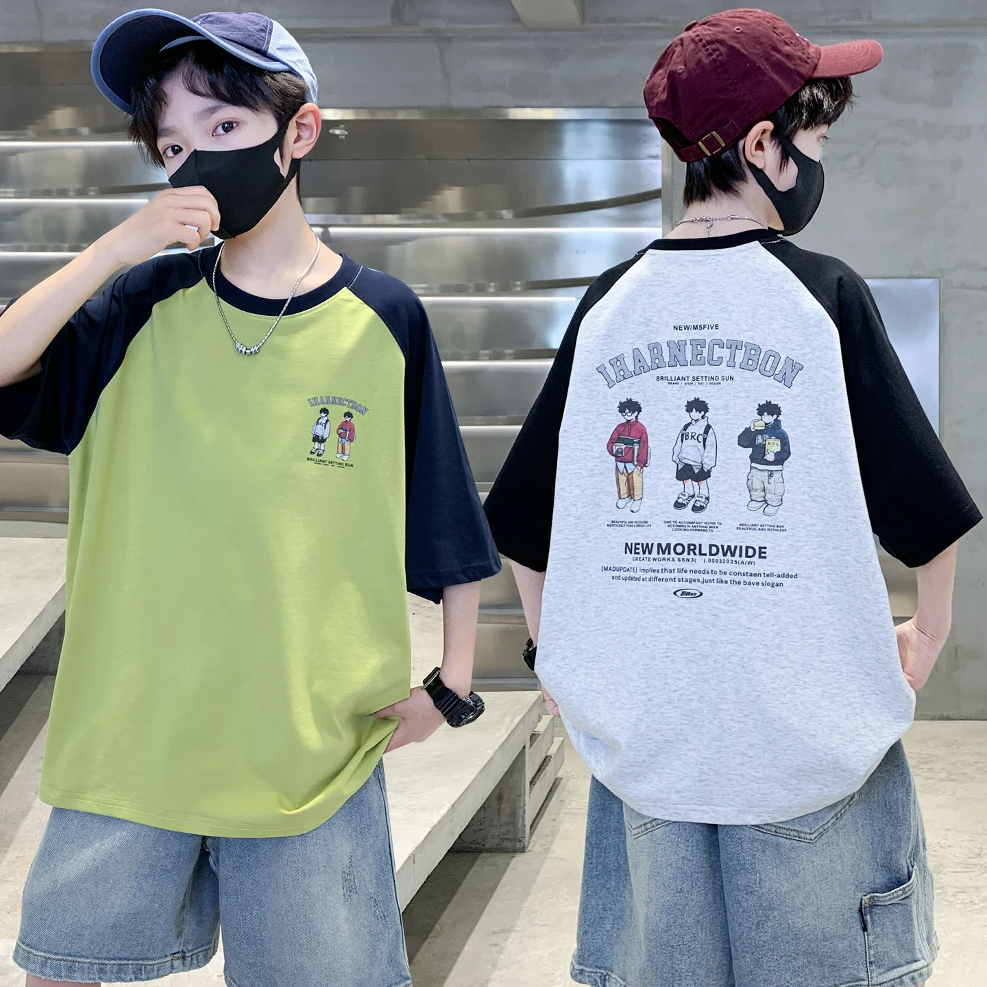 Boys Teen Cotton T-Shirt Summer Collection Cool Feeling Breathable Loose Fit Short Sleeve Casual Style Children's Fashion Top