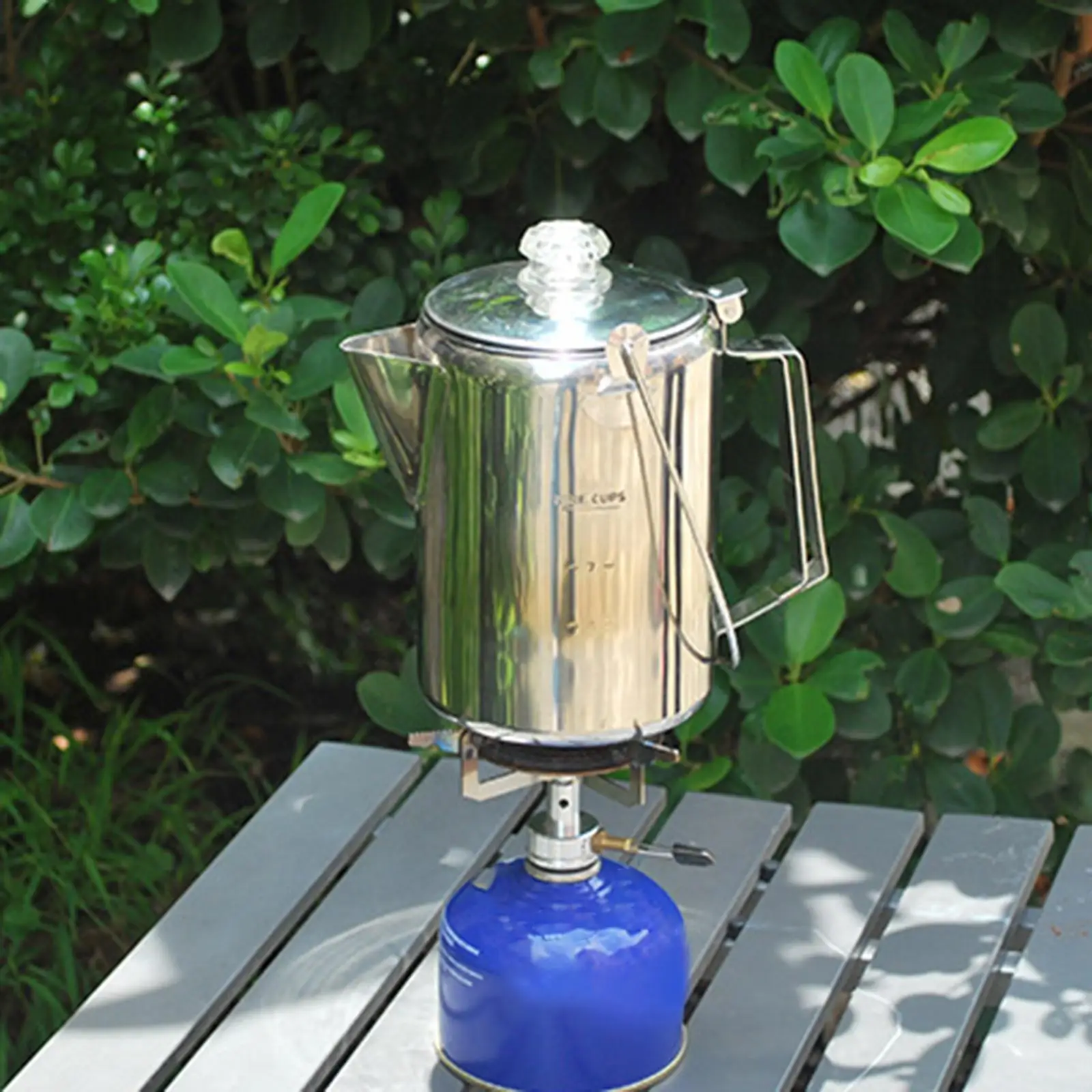 

Stainless Steel Portable Camping Coffee Percolator Cookware Pot with Glass Knob for Tea and Coffee Brewing