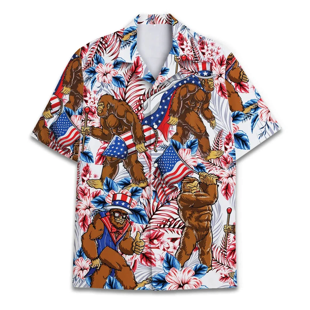 Camisa divertida con estampado de orangután para hombre, ropa deportiva transpirable, Top de moda de verano, cárdigan informal cómodo, 2024