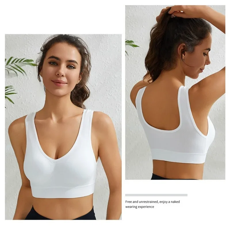 M-5XL Damski biustonosz bezszwowy Biustonosze sportowe Top Damski oddychający miękki biustonosz Bezprzewodowy biustonosz Nopads Crop Top Jednolity kolor Seksowna bielizna