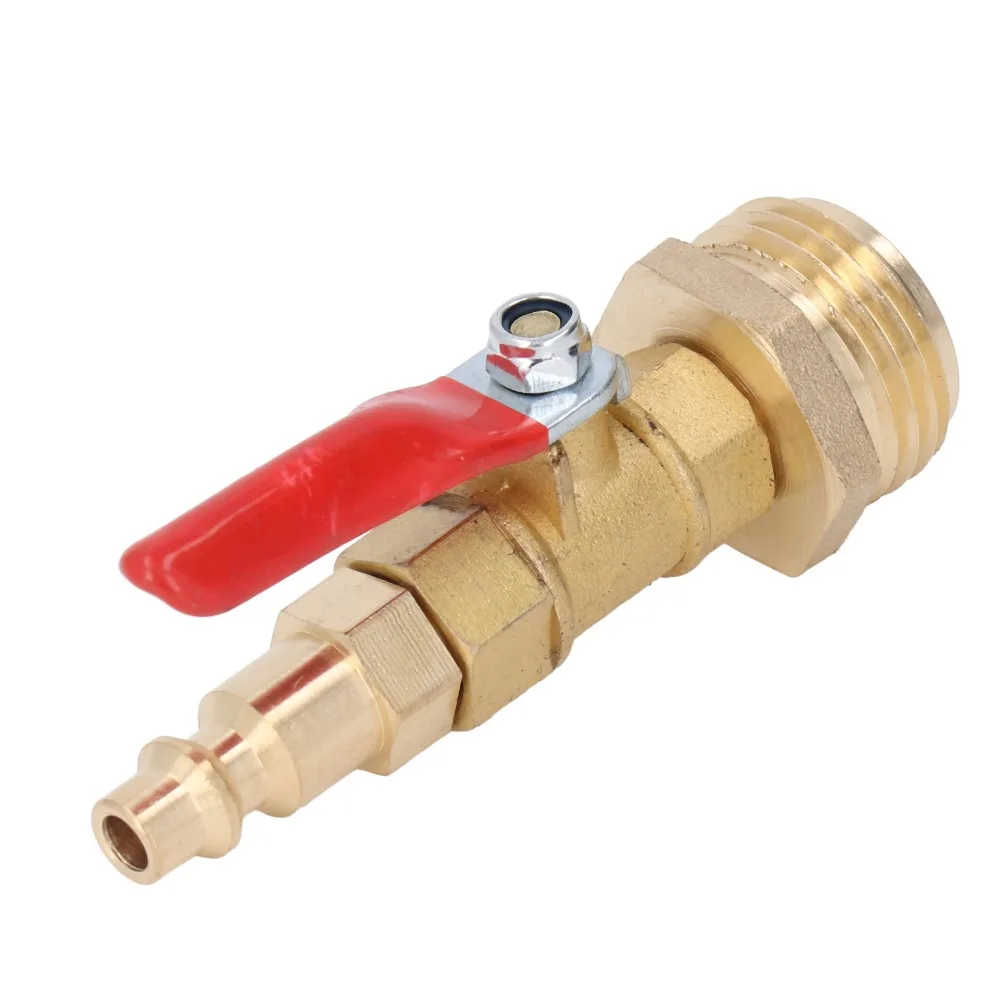 

1/4in Male Brass Winterize Blowout Adapter Brass Male/Female Thread Winterize Adapter 3/4in Male GHT Thread Ball Valve