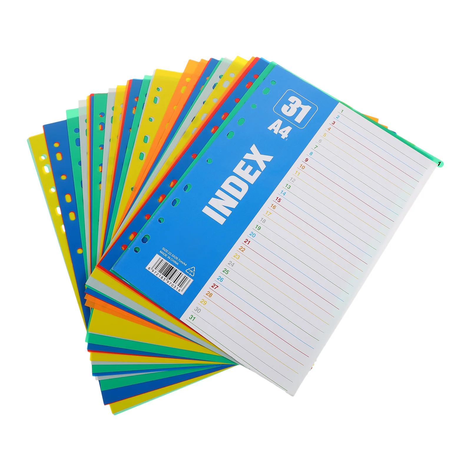 1Set A4 11-Hole Number Dividers Index Page Plastic Tab Dividers for Binder Notebook Loose-Leaf Page Markers Office School Home