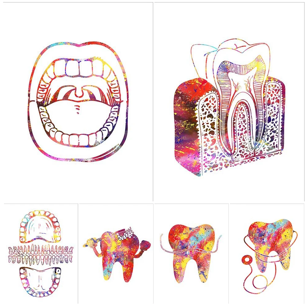 Dentistry Teeth Dentist Clinic Oral Cavity Poster Wall Art Canvas Painting Home Decor Wall Pictures For Living Room Unframed
