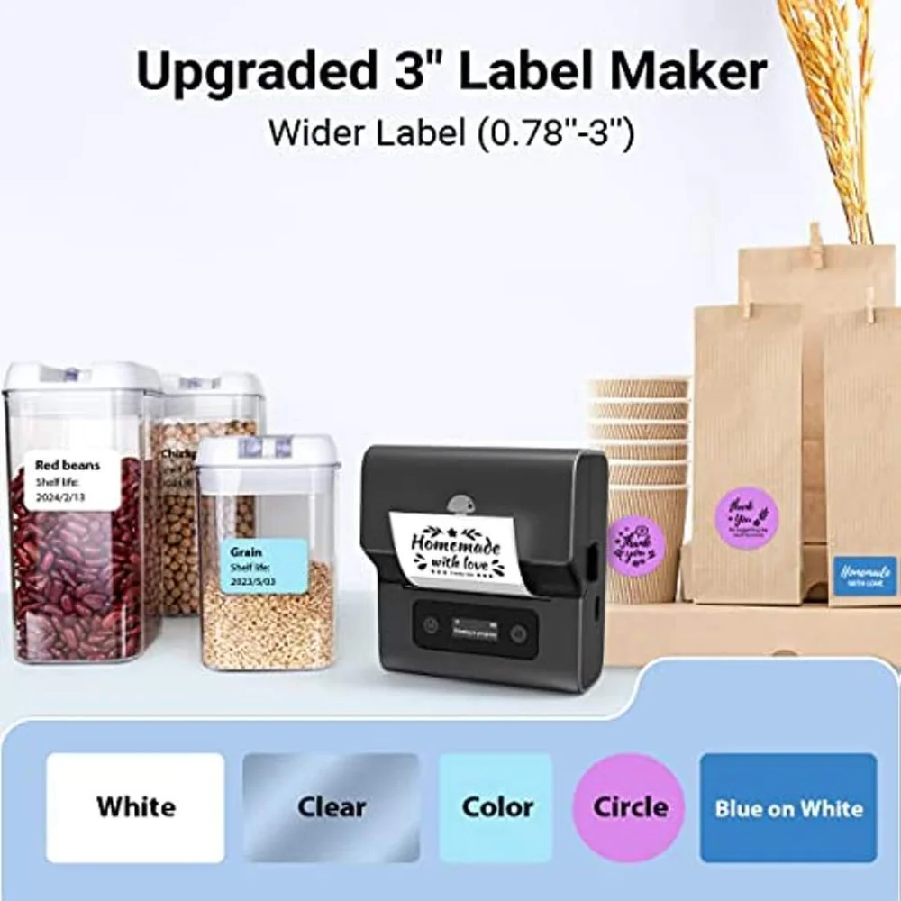 M221 Thermal Wireless Label Printer Sticker Mini Printer Barcode BT Label Maker Price Tag Printers Free APP with 1 Roll Sticker