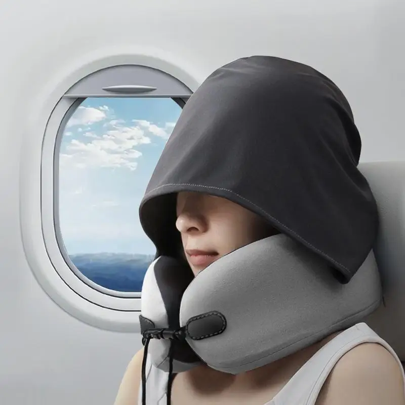 Multifunction U-Shaped Sponge Core Neck Pillow Slow Rebound Soft Travel Pillow For Sleeping Cervical Health Massage Nap Pillows