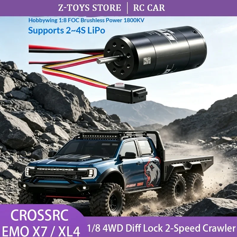 CROSSRC EMO X7 XL4 1/8 RC Crawler Truck 4WD Off Road with Diff Lock 2-Speed Brushless RTR ARTR Hobby Grade for Adult Collectors