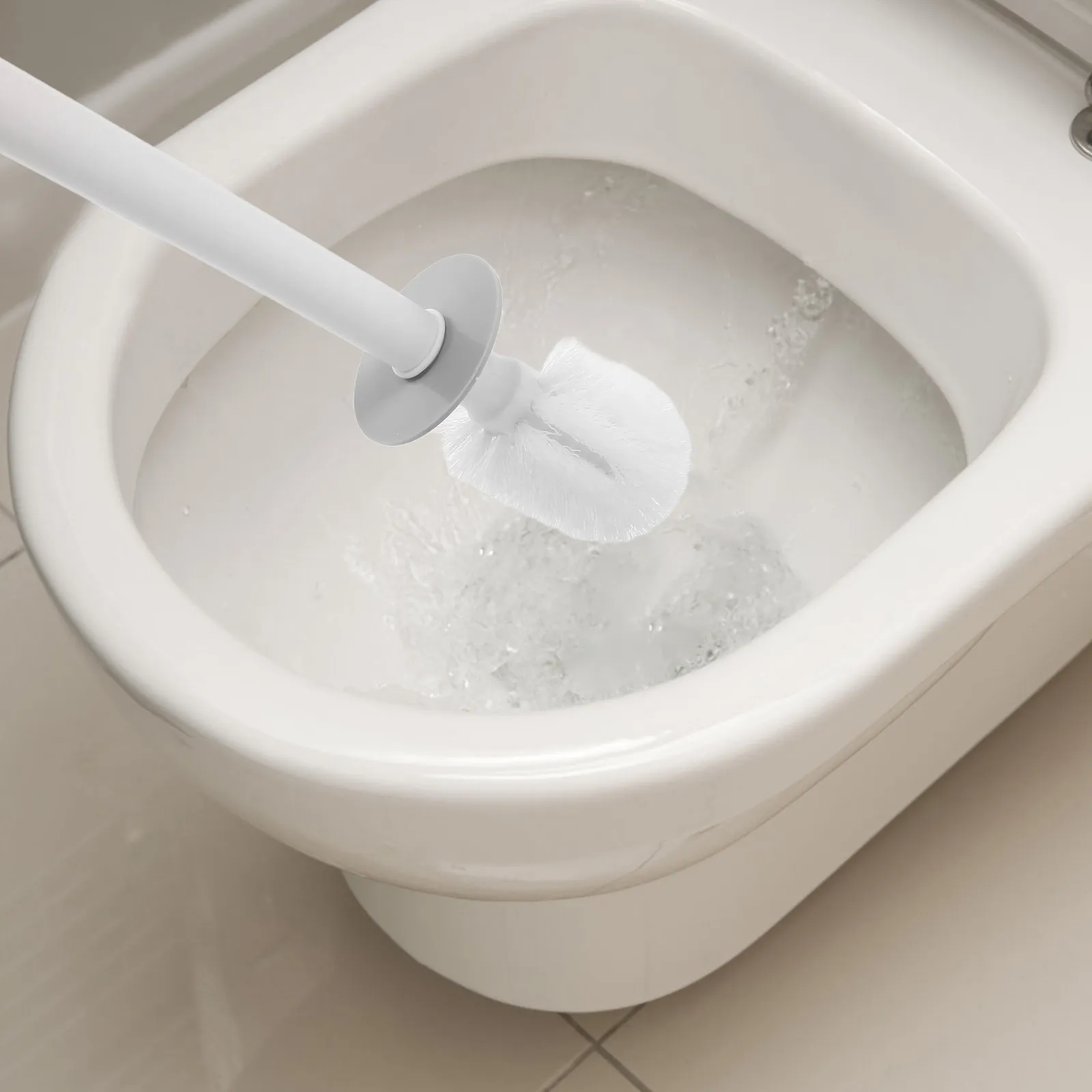 Wall Mounted Toilet Brush Set Long Handle Plastic Toilet Bowl Brush Holder Bathroom Cleaning Tool for Dead Corner Spotless
