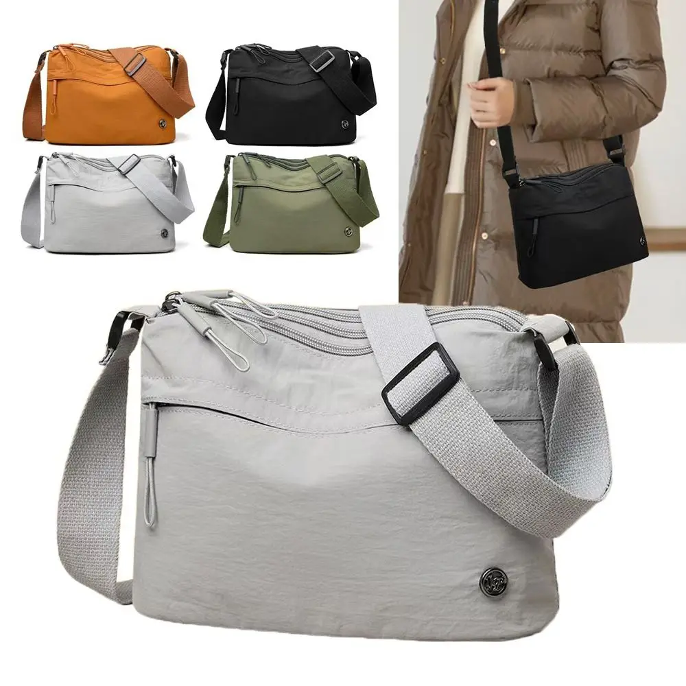 

Ultra-light Nylon Shoulder Bag Large Capacity Zipper Closure Crossbody Bag Adjustable Wide Strap Messenger Bag for Women