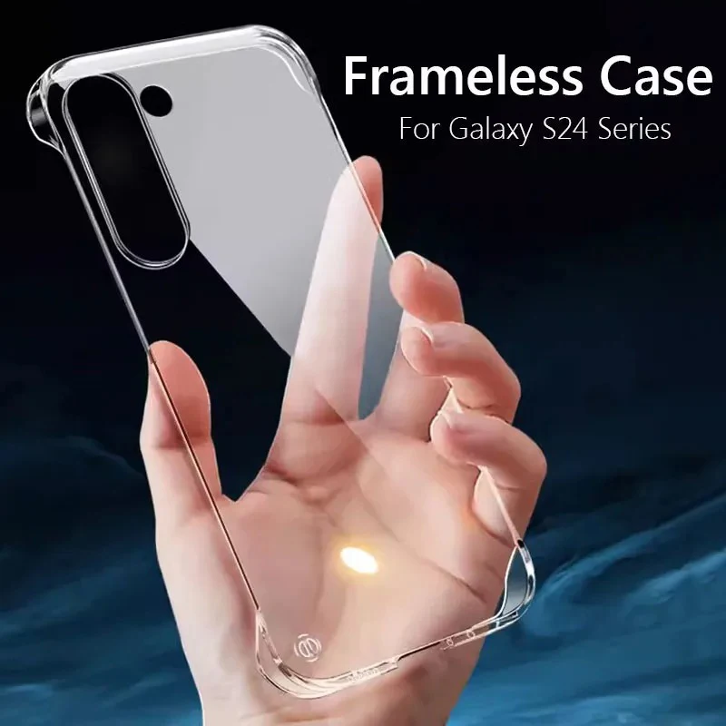 Frameless Clear Case for Samsung Galaxy S24 Ultra Plus S23 S22 S21 S20 FE 5G Hard Transparent Phone Cover Note 10 20 Ultra Coque