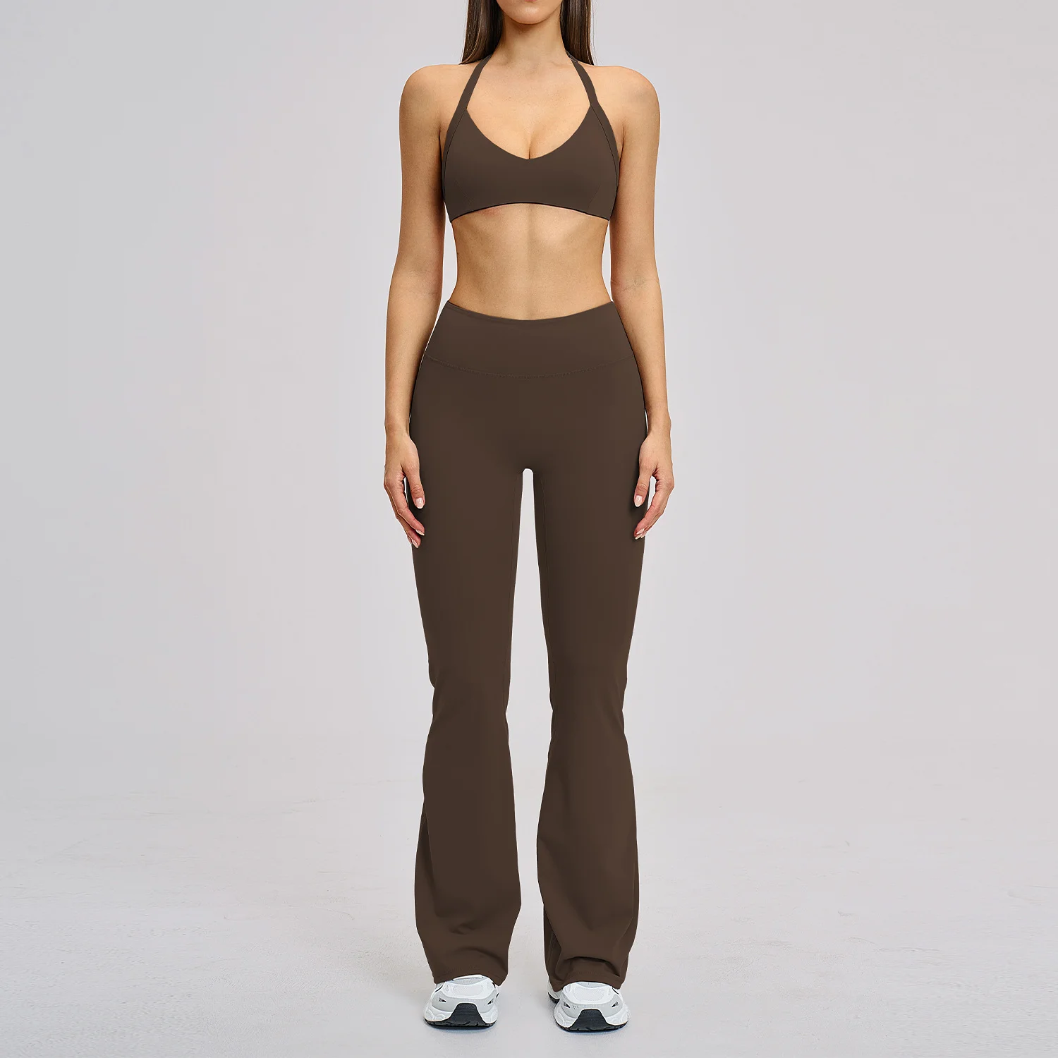 2 Piece Yoga Set Slim Fit Beauty Back Sports Bra Gym Sports Running Fitness Set High Waist Flares Leggings Women's Tracksuits image 3