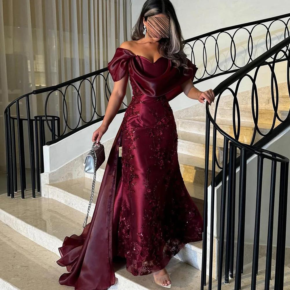 

Alinovia Elegant Off-Shoulder Lace Mermaid Evening Dress with Flower Beaded Women 2025 Formal Prom Wedding Party Gown Customized