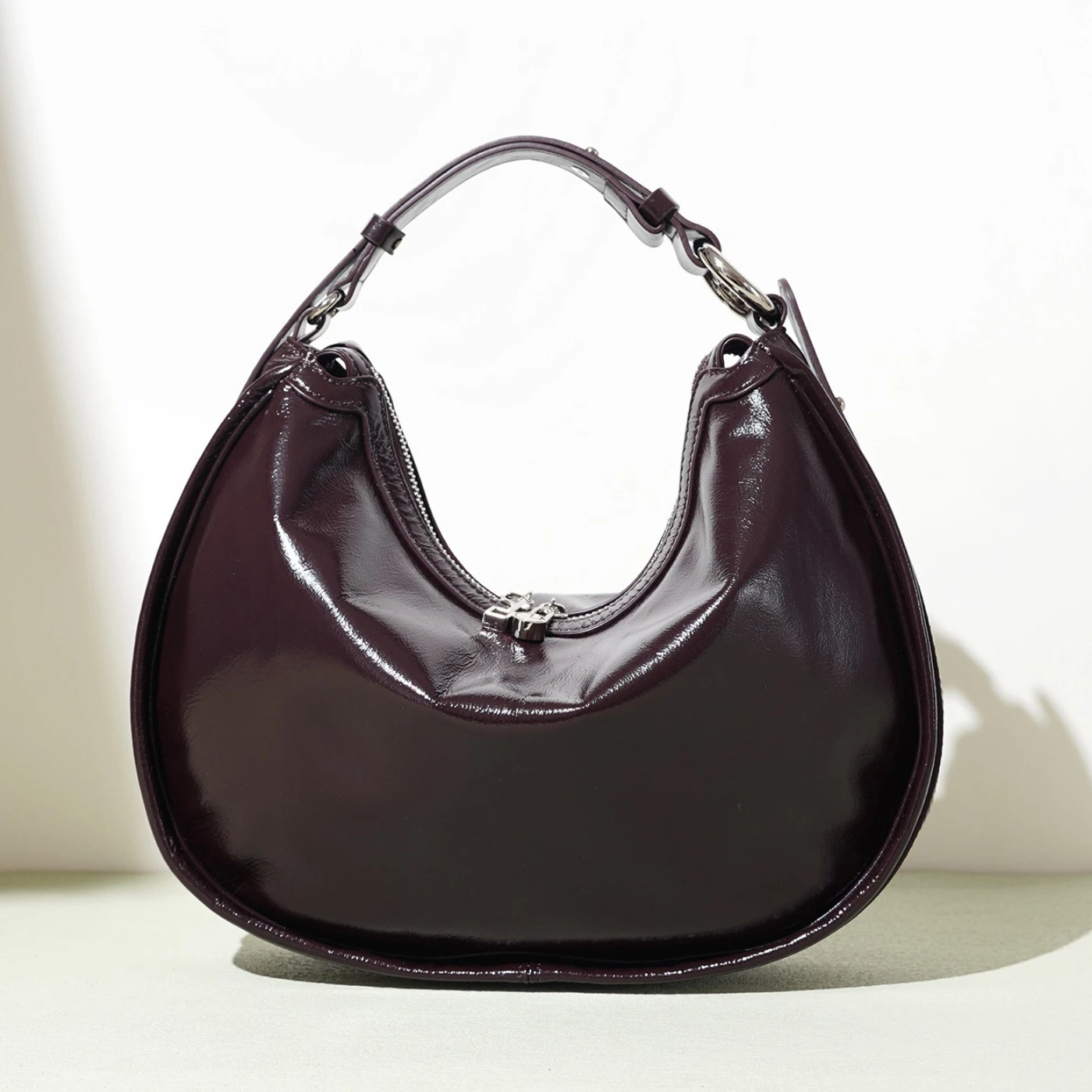 

Half Moon Bags for Women Luxury Handbag Cowhide Crossbody Shoulder Bags 3 Designs Patent Leather Frosted Canvas with Long Straps