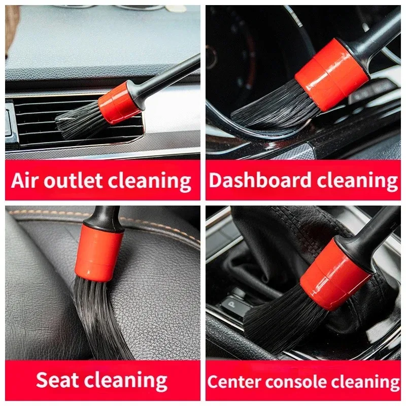 5Pcs Car Cleaning Brush Kit Interior Dust Brushes Wheel Clean Tools Auto Detailing Accessories Set