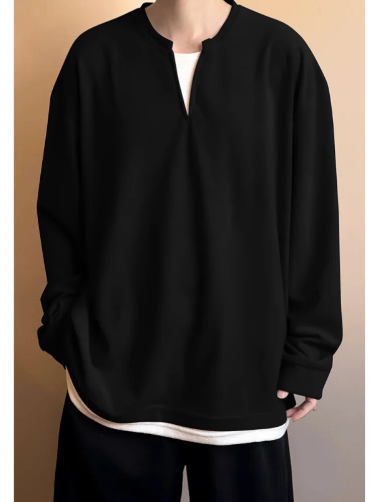 

Мужская футболка Pure Bla V-Ne Long Sleeve, модный бренд, весна-осень, базовый слой, свободный крой, молодежная, популярная