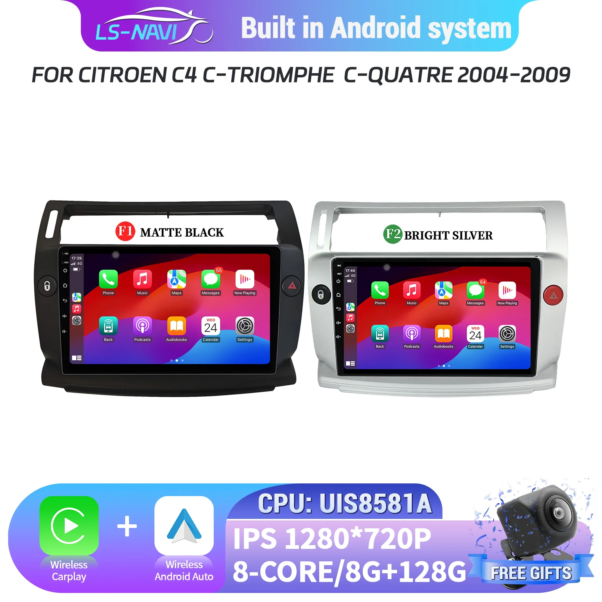 

Android 14 For Citroen C4 C-Triomphe C-Quatre 2004-2009 Car Radio Multimedia Navigation 4G GPS Wireless BT Carplay Stereo Screen
