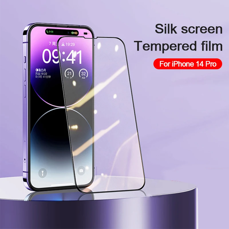 

1/2 Pcs Full Coverage Screen Protector for iPhone 14 Pro 6.7" with Silk Print and High Definition