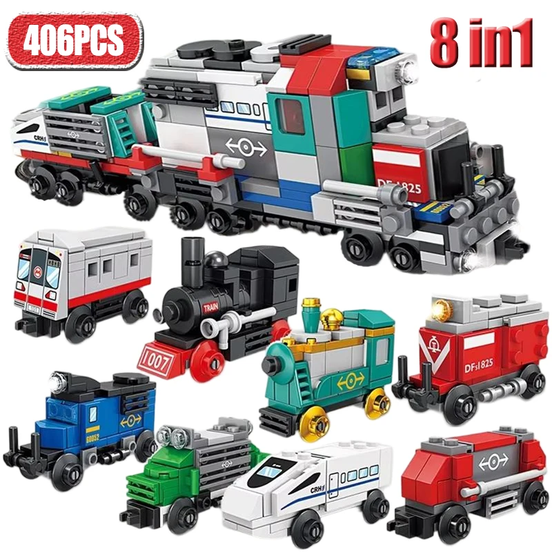 รถไฟของเล่น 8 in 1 ชุดรถไฟเรโทร รถไฟฮาร์โมนี รถไฟความเร็วสูง รถไฟดีเซล รถไฟโดยสารความเร็วสูง รถไฟไอน้ำสำหรับเด็ก