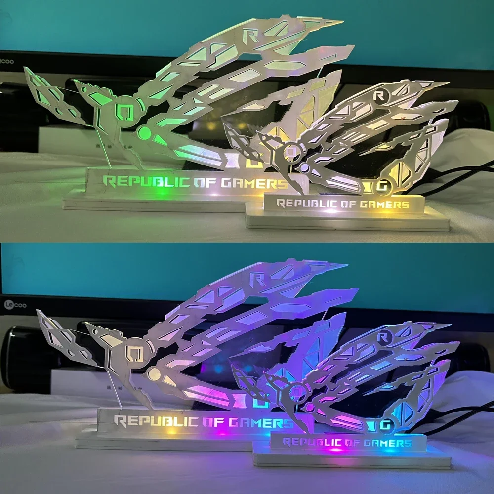 ARGB كمبيوتر مكتبي الشكل الاكريليك ، DIY خزانة الألعاب الزخرفية ROG الحلي الإضاءة 5 فولت 3PIN AURA SYNC