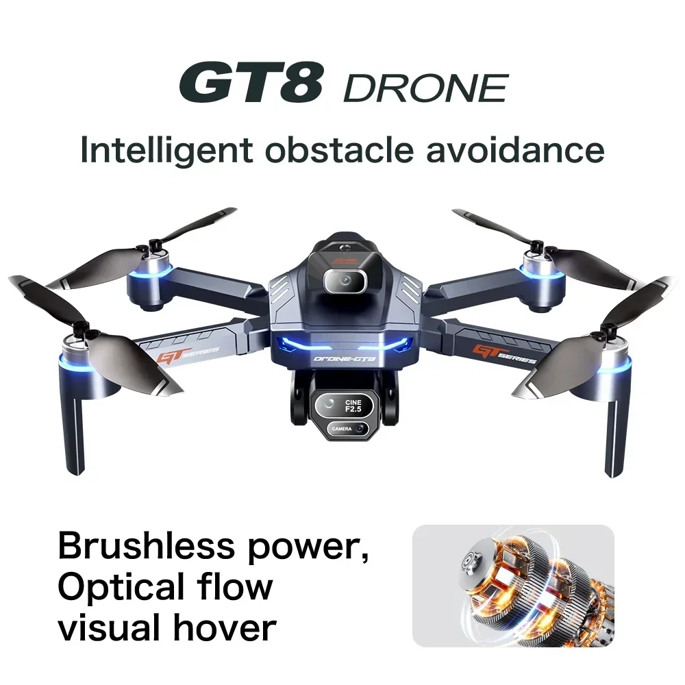 

GT8 Brushless RC Drone With Screen Three Camera WIFI Professional Aerial 2.4G Optical Flow With Electric Charge Display Dron Toy