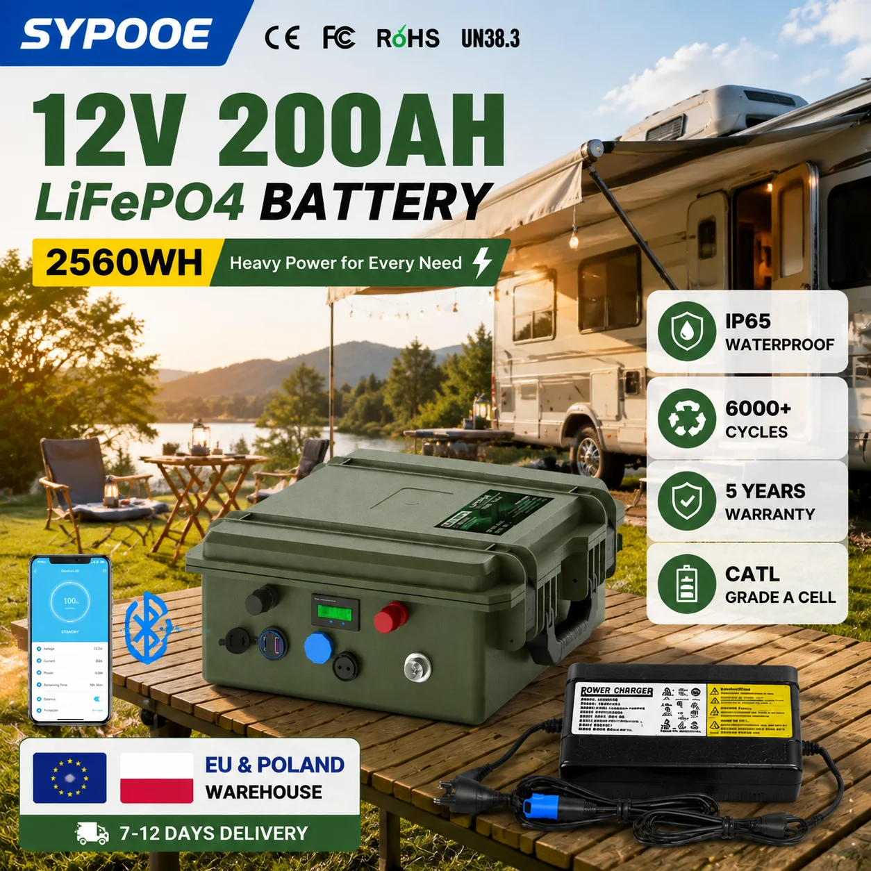 Fishing Batterie Lithium 12v Lifepo4 Battery 50AH 100AH 150AH 200AH Externe Portable IP65 Waterproof Solar Battery Boat Kayak