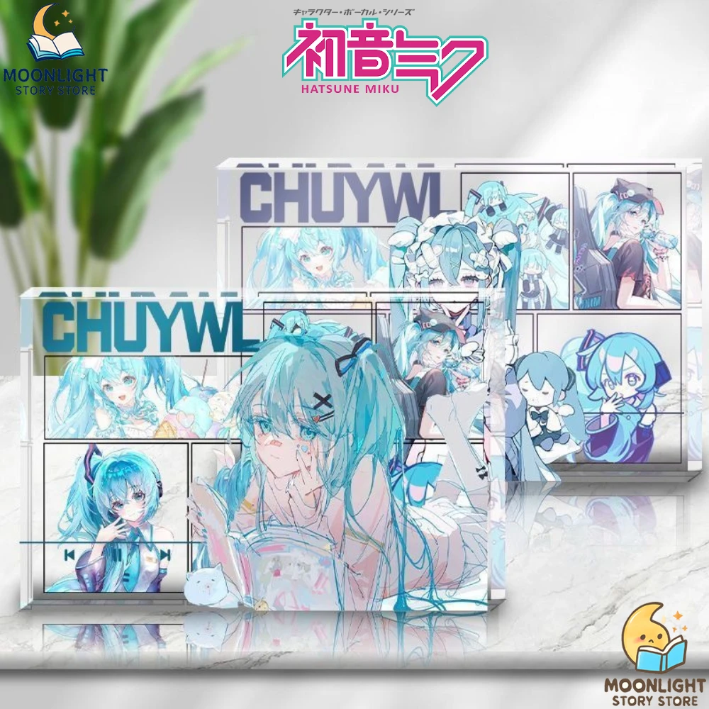 Hatsune Miku Anime Merch Fotorahmen-Ornamente für Schreibtisch und Bürodekoration, Acrylständer zum Präsentieren von Fotos, Geschenk für Musikfans