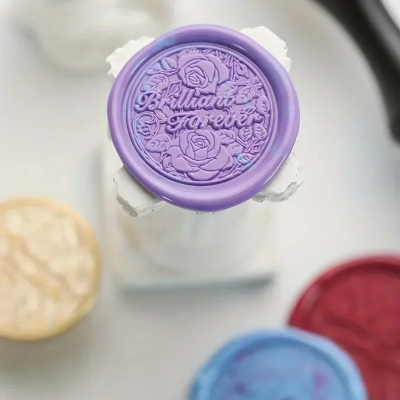 1 Fire Paint Seal Round Plant Series Copper Seal Head Suitable for Envelope Invitation Seal Wine Decoration Invitation Card Seal