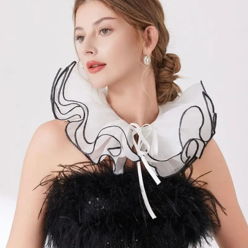 Y3neゴシックレースカラーハロウィーンアクセサリー大人のための子供たちコスプレ通気性ポリエステル