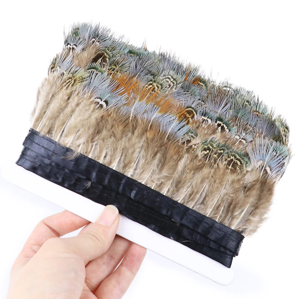 Wholesale 10meter Pheasant Feathers Trims Clothing Needlework Handicraft Natural Feather Fringe Skirt Ribbon Accessories Plumes