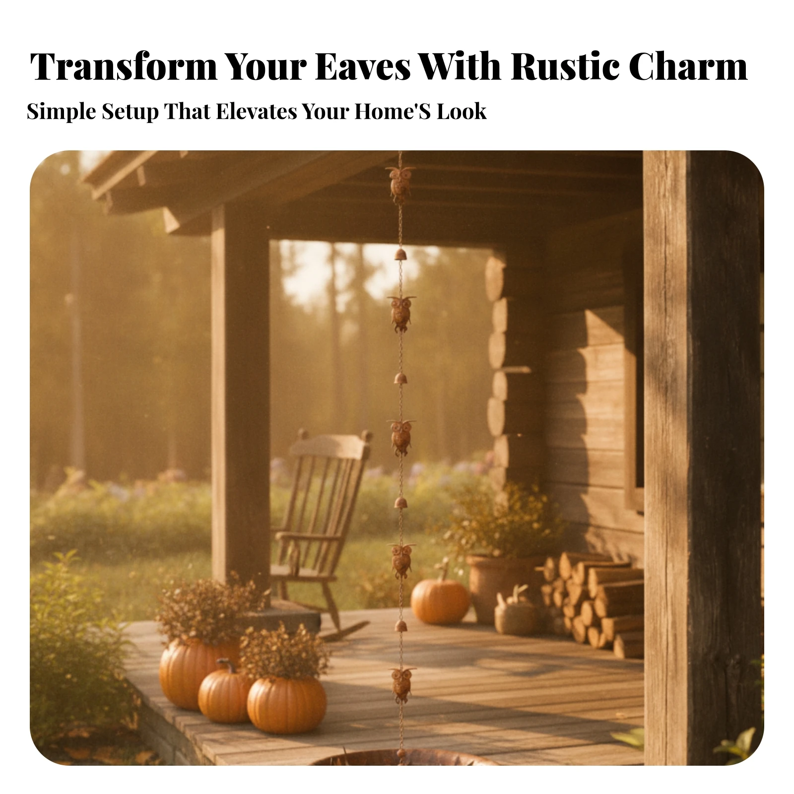 Rain Chain with Bells Ornamental Owl Rain Chain Hardware Vintage for Homeowners, Gutter, Garden