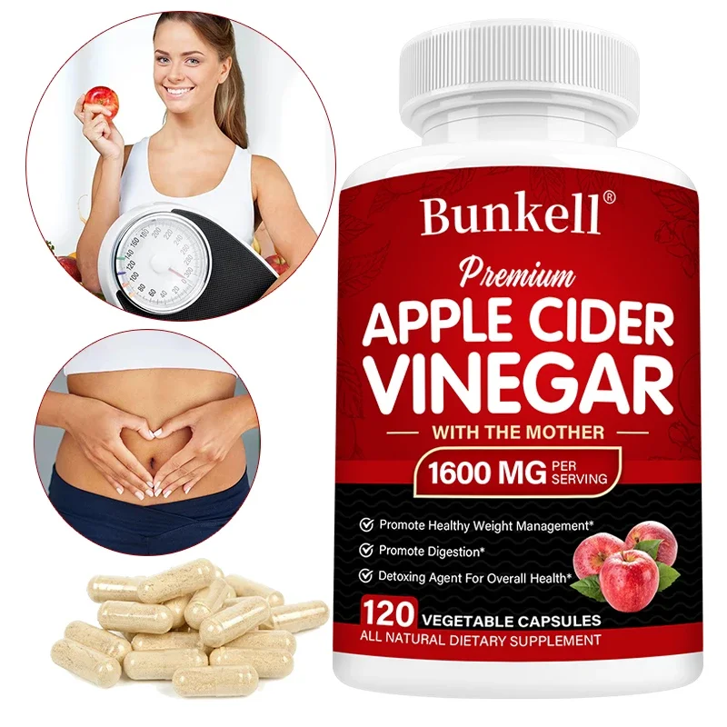 Apple Cider Vinegar Capsules with Mother Vegan ACV - Weight Management, Appetite Suppression, Digestion Detox Immunity Cleansing